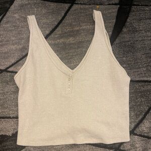 Abercrombie & Fitch Cream Ribbed Tank Top